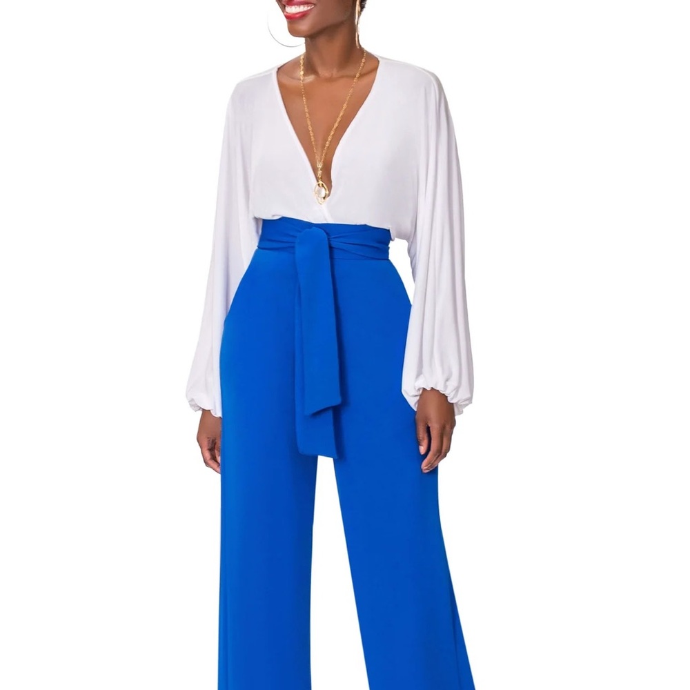"Leola" Cobalt Belted High Waist Pants